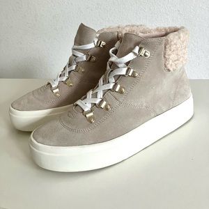 SOLE SOCIETY leather SHEARLING platform booties BOOTS size 6.5/37